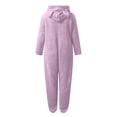 thumbnail image 6 of SDNall Womens Fleece Onesies Pajamas Jumpsuit Long Sleeve Hooded Jumpsuit Pajamas Casual Winter Warm Rompe Sleepwear (Purple, Sizes S-XXXXXL), 6 of 9