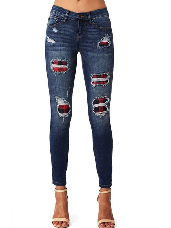 TodTan Womens Ripped Skinny Jeans Hight Waisted Stretch Distressed Denim Pants
