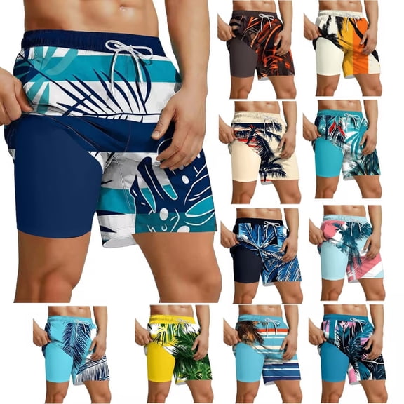 BVOFAR Swim Trunks for Men 7 Inch Quick Dry Board Shorts Drawstring Surfing Shorts Summer Beach Pool Swimsuits Light Blue XXL