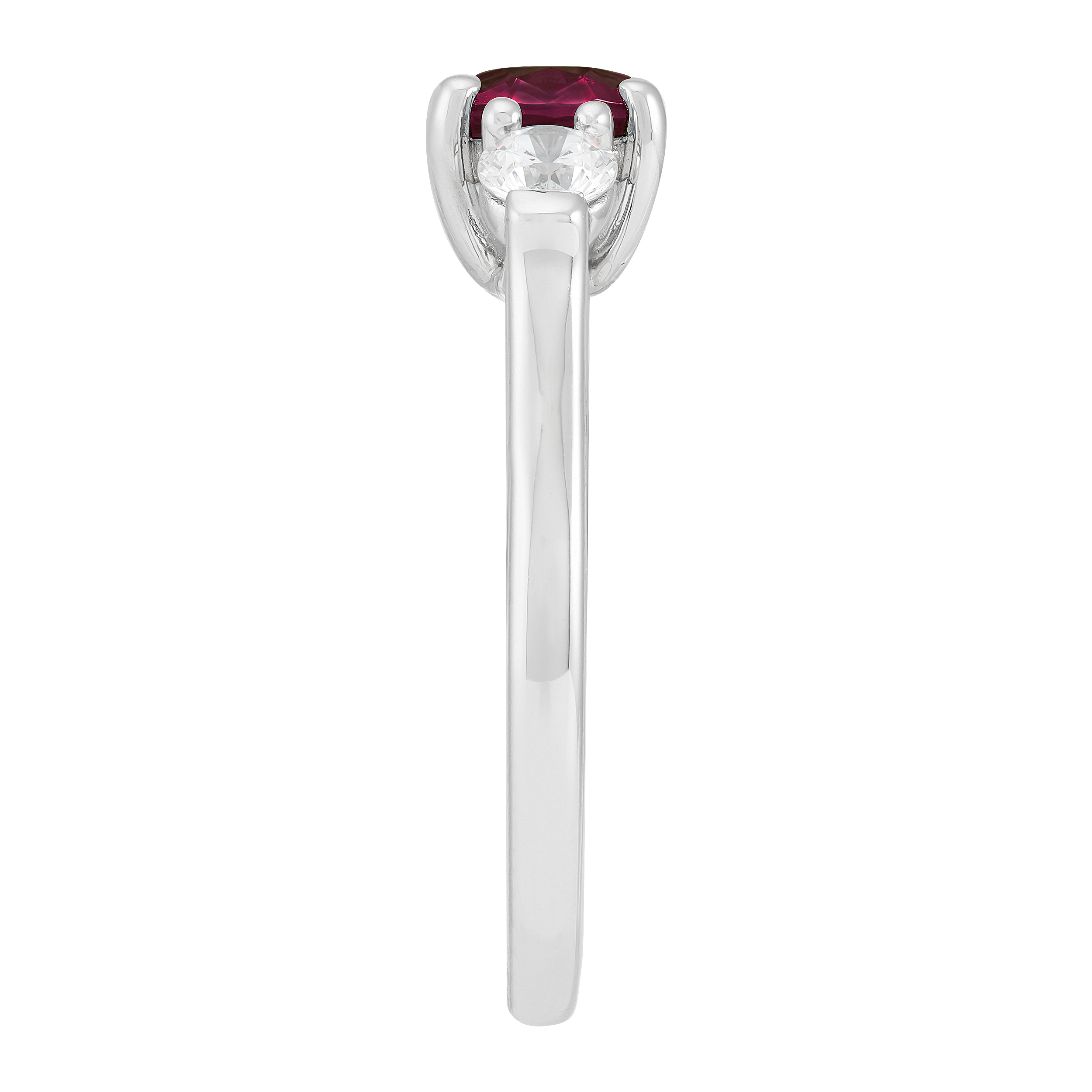 Brilliance Fine Jewelry Oval Created Ruby and White Cubic Zirconia Ring in Sterling Silver