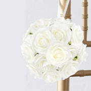 Mocoosy 50Pcs Artificial Rose Flowers, Ivory White Fake Roses for Decoration, Real Looking Foam Rose Bulk with Stem DIY Wedding Bouquets Bridal Shower Floral Arrangements Party Valentines Day Decor