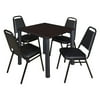 Regency 5-Piece 36" Square Table with Chrome Post Legs with 4 Stackable Chairs