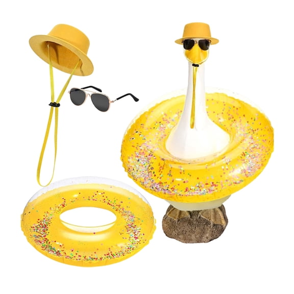 Kugisaki Bikini Porch Goose Outfits with Sunglasses and Swimming Tube for 23" Summer Goose Costume Garden Patio Statue Decor