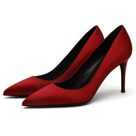 

YCNYCHCHY Patent Leather/Sheepskin Leather/Kid Suede/Silk High Heels Women Pumps Wedding Party Concise Spring New Pointed Toe Shoes