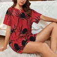 thumbnail image 4 of Fuzoiu Spider Print Women's Short-Sleeved Pajama Set,Lounge Sleepwear Set,Womens Pajama Sets 2 Piece,Button-Up Top and Shorts with Pockets-Medium, 4 of 7