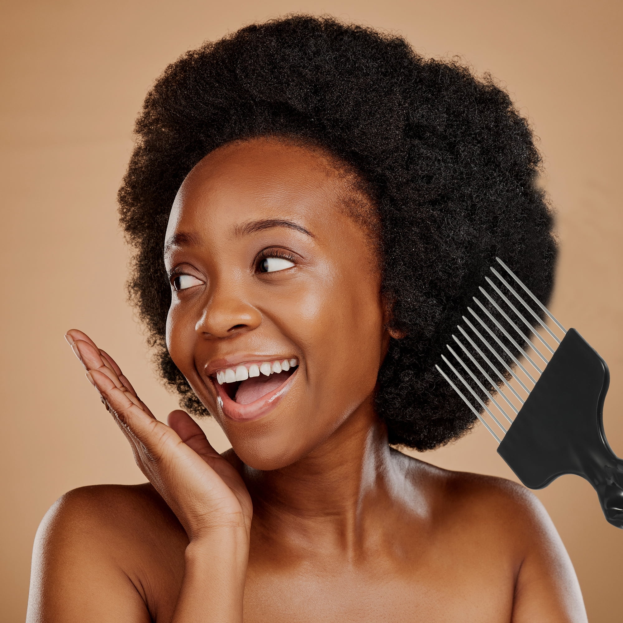 Unique Bargains Metal Hair Pick Comb for Women and Men Thick Curly Hair 5.83"x2.83"