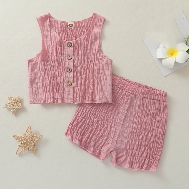LSLJS Ensemble de Shorts Décontractés Sans Manches pour Garçons et Filles en Bas Âge