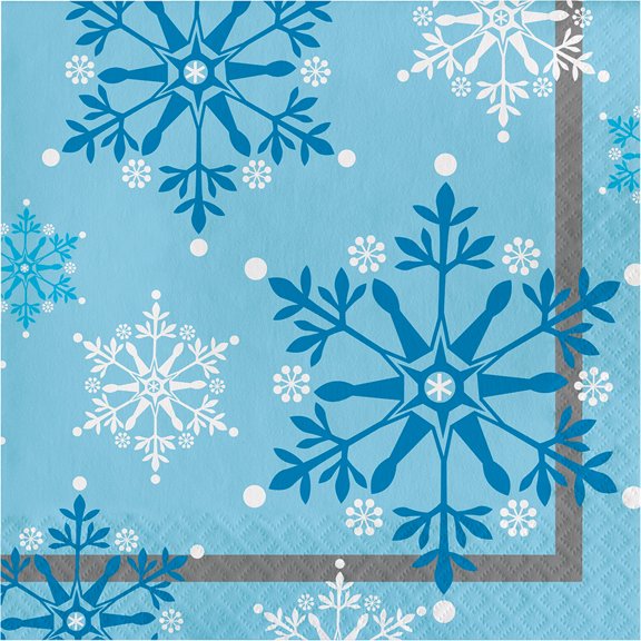 Snowflake Swirls Paper Lunch Napkins 16 Count for 8 Guests