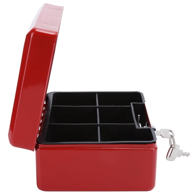 6in Mini Portable Cash Box Cash Box, Safe Box Steel Lockable Security Money Safe Box with Key Lock Home Office Use
