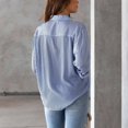 thumbnail image 4 of Camisa GOTOTOP para mujer con cuello de solapa y estampado de rayas finas XXL azul, 4 of 7