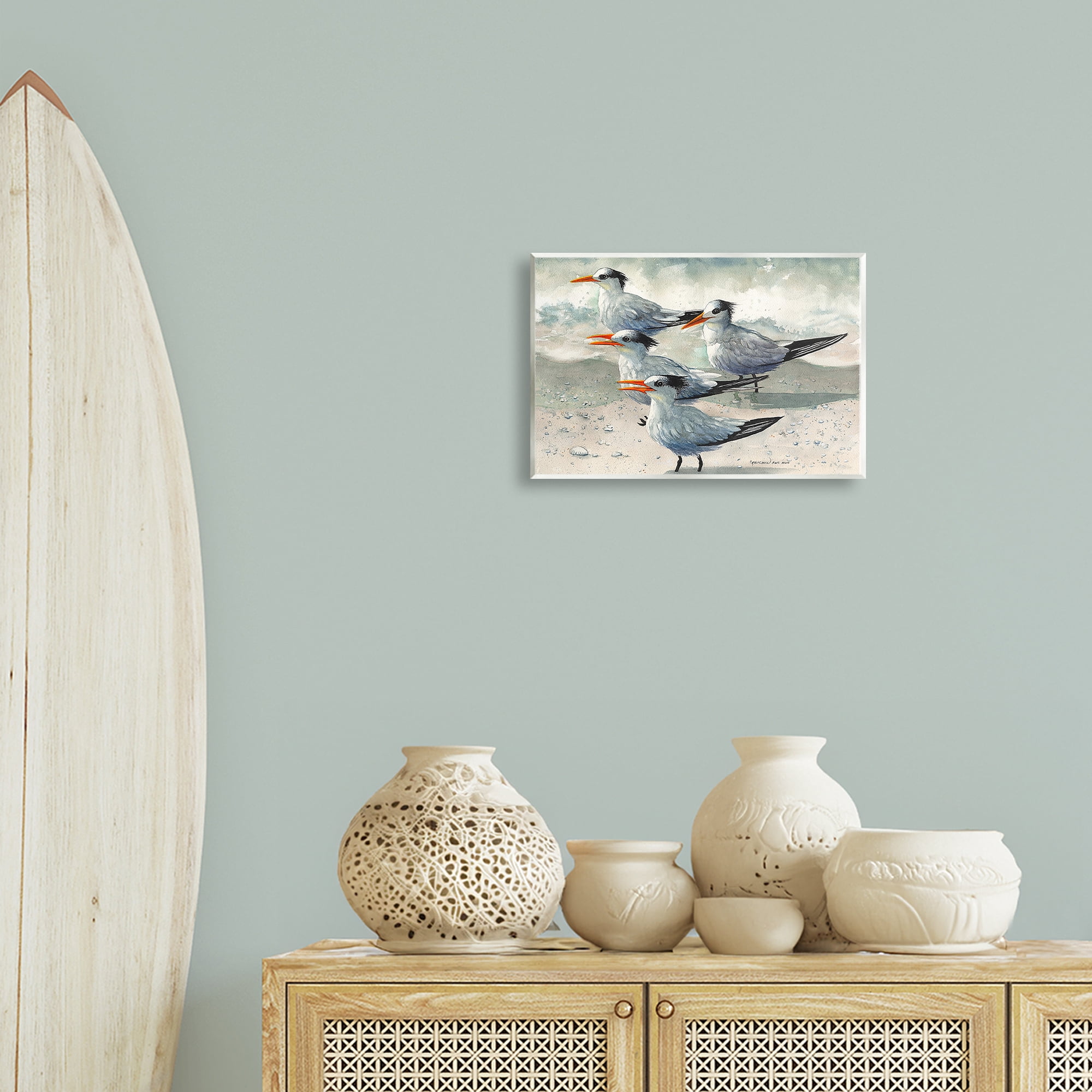 Stupell Industries Birds on Sandy Beach Animals & Insects Painting Unframed Art Print Wall Art, 15 x 10