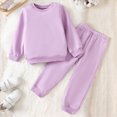 thumbnail image 2 of TOWED22 Kids Toddler Girl Fall Winter Outfits 2pcs Long Sleeve Soft Top and Pants Set Cute Print Clothes Clothing Set(Purple,3-4 Y), 2 of 8