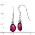 thumbnail image 3 of Sterling Silver Magenta Fw Cultured Pearl Dangle Earrings (31 X 6) Made In Thailand qe5504, 3 of 5
