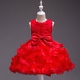 thumbnail image 2 of NIEWTR Flower Girl Robe en Tulle Satin pour Invité de Mariage, Fête, Anniversaire, Princesse, Concours, Enfants, Robe de Soirée (Rouge, 2-3 Ans), 2 of 4