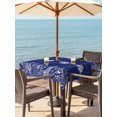 thumbnail image 2 of Outdoor Tablecloth with Umbrella Hole and Zipper, Christmas Snowflakes Square Table Cloth 60x60 Inch Waterproof Tablecloth, Winter Xmas Pine Leaf Navy Blue Picnic Table Cover for Patio Camping, 2 of 7
