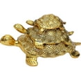 thumbnail image 3 of Swadeshi Desire Metal Feng Shui Set of 3 Tortoise Family for Good Luck Vastu Decorative Showpiece - 12.5 cm (Metal, Gold), 3 of 4