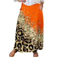 thumbnail image 2 of WXLWZYWL Women Flowy Maxi Skirt Floral Print Fall Casual Boho High Elatic Waist Loose Long Skirt with Pockets, 2 of 5