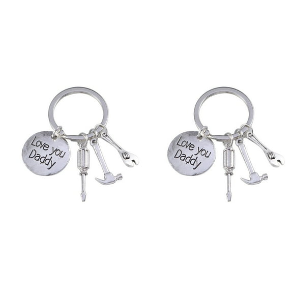 2pcs Father's Day Gift Love You Daddy Father Keychain Jewelry Key Ring Mini Repair Tools Pendants Keyring for Dad Daddy Father from Daughter or Son