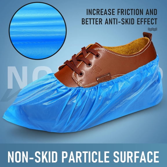 100-Pack Waterproof Disposable Shoe Covers, Non-Slip Elastic Shoe Booties, Dustproof Waterproof Shoe Covers for Indoor Floor Protection, Home Cleaning, Construction, Medical and Workplace Use