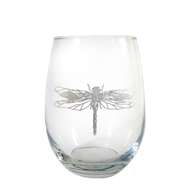 Lyoncraft SWDF01 18 oz Dragonfly Engraved Stemless Wine Glass
