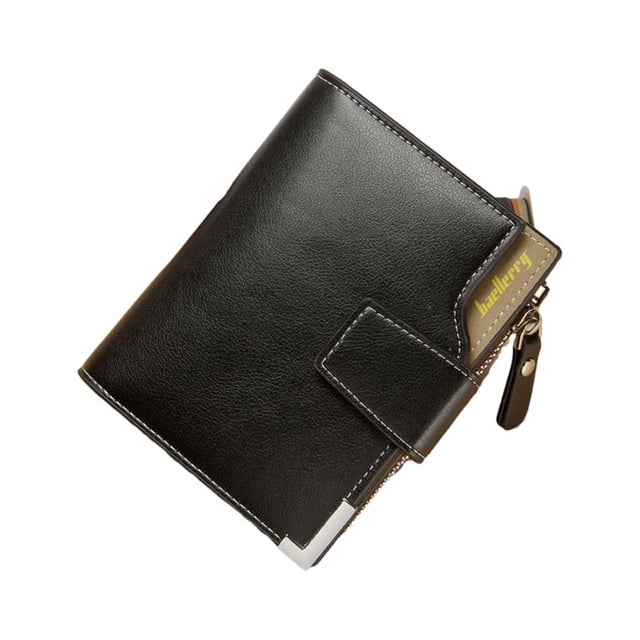 fastboy Men Wallets Card Holder Short Coin Pocket Zipper Purse Wallet Large Capacity Safe Multi-Function For Business Male Black