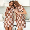 thumbnail image 4 of Balery Brown Palms Pattern Womens Short Sleeve Sleepshirt Scoopneck Cute Nightdress Comfy Nightgown Loungewear Dress, 4 of 6