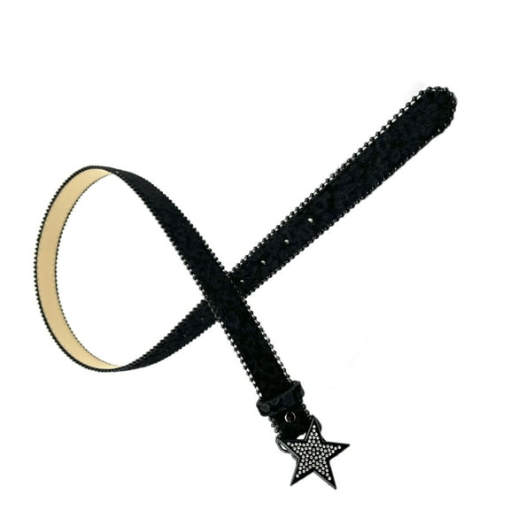 lanema Leopard Print Belt Rhinestones Star Buckles Waistband Fashionable Waist Belt