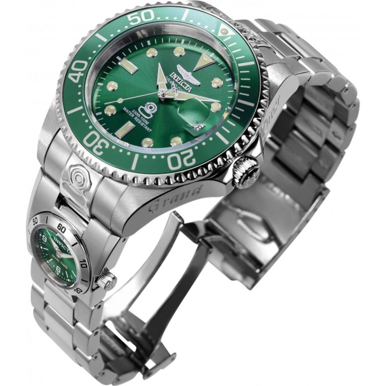 Invicta 45811 Men's Pro Diver Dual Time Green Dial Bracelet Watch