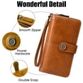 thumbnail image 7 of Women Wallet PU Leather RFID Blocking Purse Large Capacity Credit Card Holder with ID Window - Brown, 7 of 7