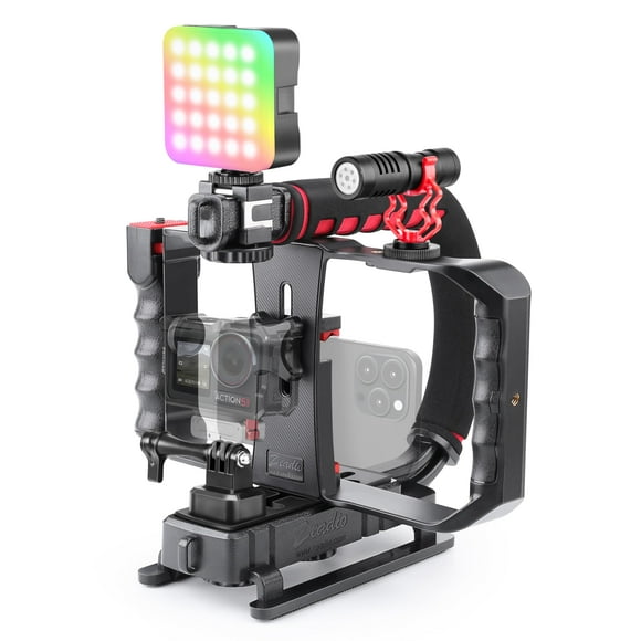 Kit estabilizador de cámara para smartphone Zeadio con luz RGB y micrófono