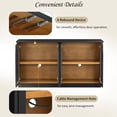 thumbnail image 6 of Buffet Cabinet with 4 Arched Glass Doors, Modern Sideboard Kitchen Cabinet with Adjustable and Removable Shelves, 58" Coffee Bar Cabinet Table for Kitchen, Black, 6 of 9