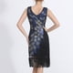 thumbnail image 2 of Gibobby Vestido sexy Mini vestido con borlas lentejuelas los años 20, vestido Retro con borlas y lentejuelas, vestido baile con cuello en V doble, minivestido fiesta（Azul， XXL), 2 of 4