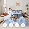thumbnail image 3 of Castle Fairy Winter Deer Queen Comforter Set 3 Pieces,Snowy Woodland Comforter Sets Queen,White Brown Gray,Black Reversible,1 Comforter and 2 Pillowcases, 3 of 6