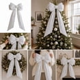 thumbnail image 5 of Oversized White Velvet Christmas Bow with Long Tails for Winter Wonderland Tree Topper Wreath indoor Holiday Decoration 59 in, 5 of 6
