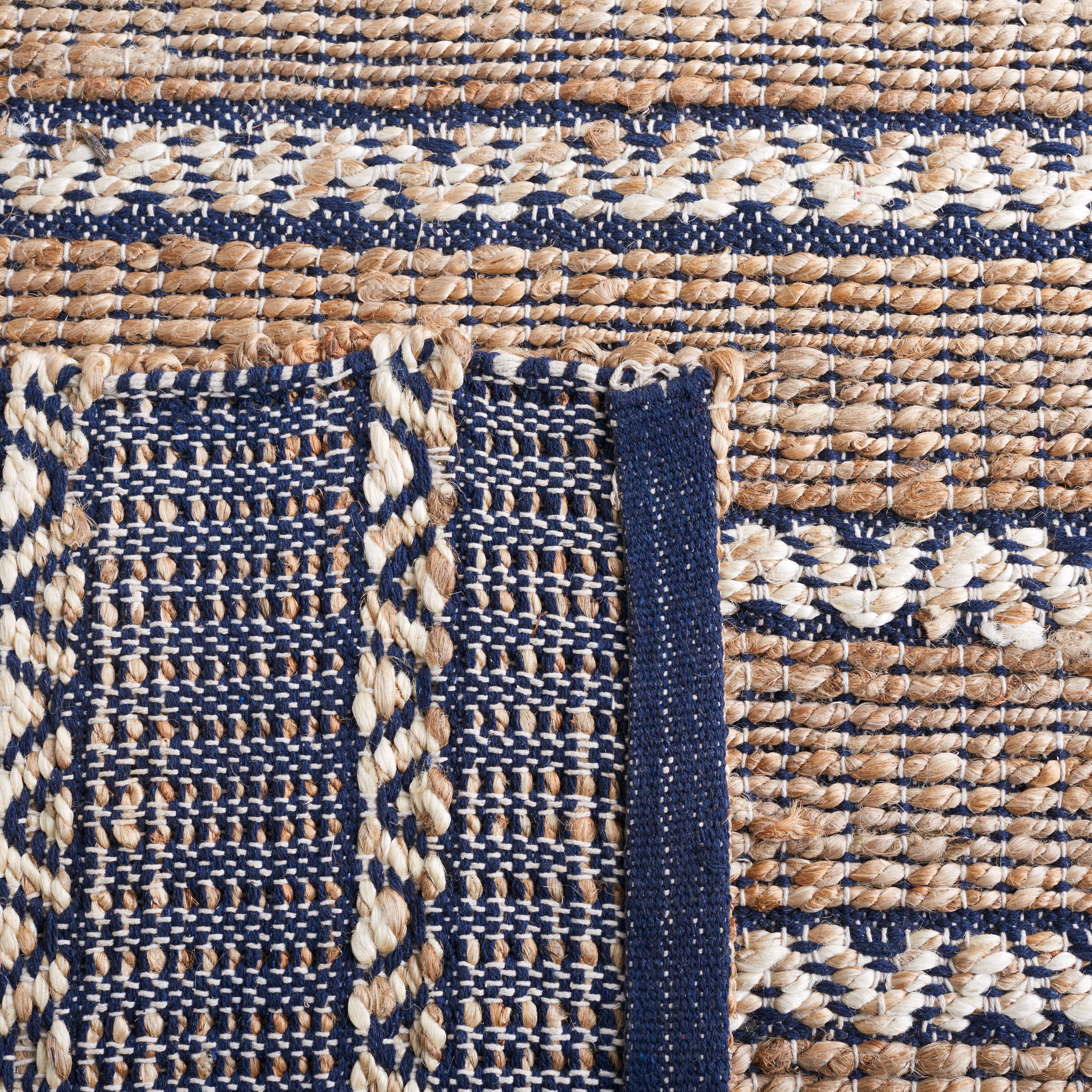 SAFAVIEH Natural Fiber Jack Striped Area Rug, Navy/Natural, 6' x 9'