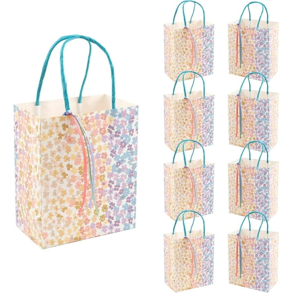Cheerland Floral Paper Gift Bags with Handles, 8 PCS, Mother's Day, Birthday, Wedding, Baby Shower Favors