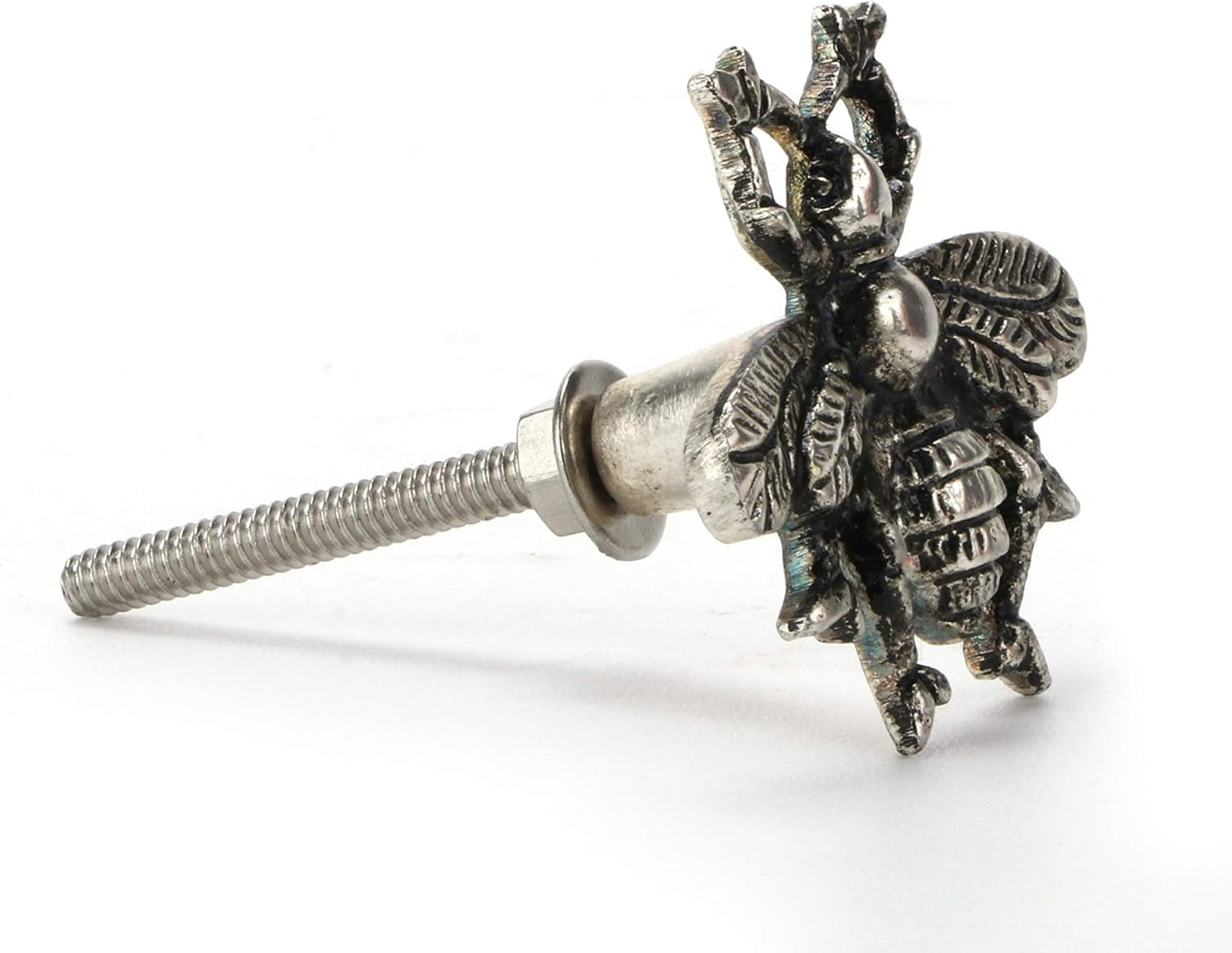 Perilla Home Set of 6 Bee Knobs Decorative Knobs for Home Kitchen Cabinet Hardware Cupboard Glass Door Dresser Wardrobe and Drawer Pulls (Silver)