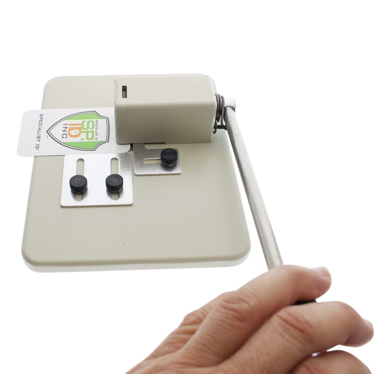 Heavy Duty Table Top Slot Punch for ID Card Badges with Precision Adjustable Top & Side Slide Guides by Specialist ID