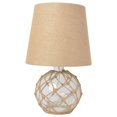 thumbnail image 1 of Elegant Designs Buoy Rope Nautical Netted Coastal Ocean Sea Glass Table Lamp with Burlap Fabric Shade, 1 of 8