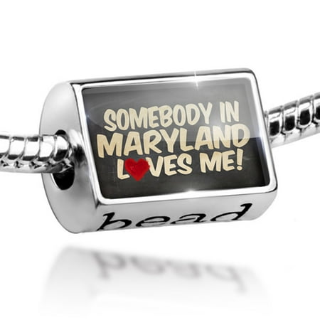 Maryland State Charm Bead Somebody in Maryland Loves me, United States Charm Fits All European Bracelets ()