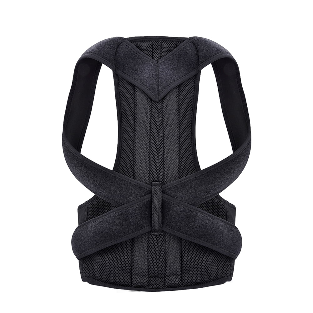 Wellco Large Back Brace Lumbar Support Shoulder Posture Corrector for Women/Men Back Pain Relief, Black