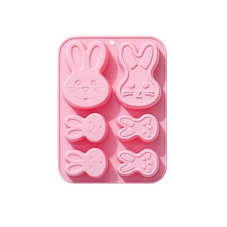 

tsondianz 6 Holes Bunny-Shaped Silicone Cake Mold Chocolate Cake Moulds Candy Food Diy Baking Cake Decoration Tools
