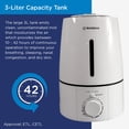 thumbnail image 4 of Westinghouse Cool Mist Ultrasonic Humidifier, 3 Liter Capacity With LED Night Light and Low Water Alarm, Quiet Aromatherapy Diffuser, 4 of 10