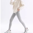 thumbnail image 4 of GYRATEDREAM Girls' Athletic Leggings Kids High Waisted Soft Comfy Elastic Dance Running Yoga Pants Workout Active Dance Tights for 9-10Y Gray, 4 of 9