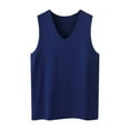 thumbnail image 2 of Summer Casual Tank Tops for Women Men Sleeveless V Neck Stretch Basic T Shirts Workout Gym Running Tee Tops Navy, Size XXXL, 2 of 3