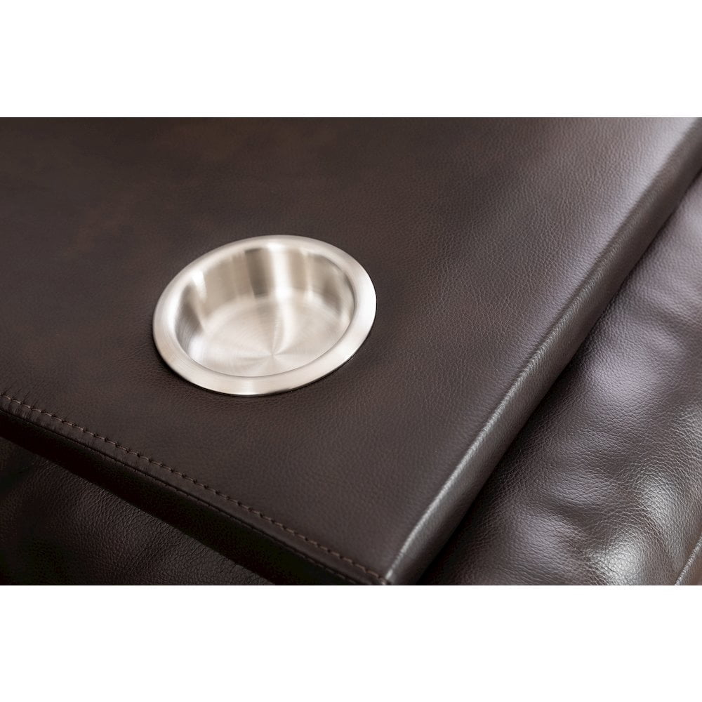 Ilyiano Two Tone Faux Leather Livingroom Reclining Sofa In Brown