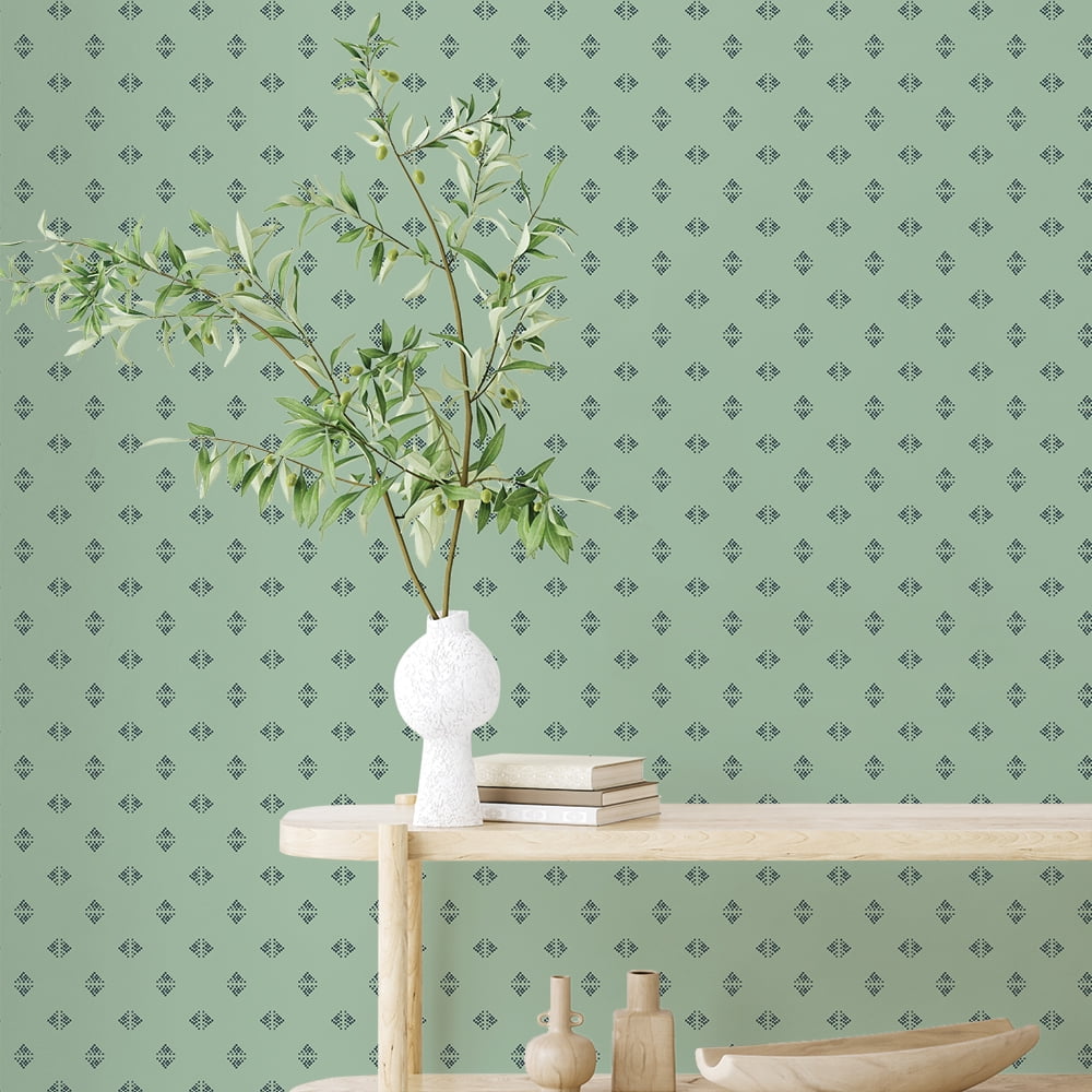 Tempaper Gem Geo Green Peel and Stick Wallpaper, 20.5" x 16.5'