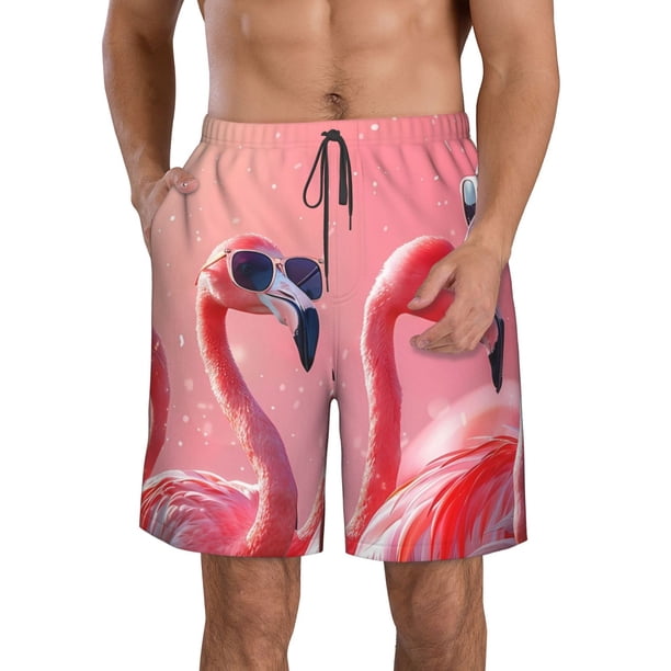 Fotbe Cool Flamingos Sunglasses Scene Trajes de Baño Estampados para Hombre, Shorts de Verano de Secado Rápido, Ropa de Playa, Bañadores-XX-Large
