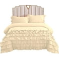 thumbnail image 3 of DNG Creations 3 Piece Vintage Ruffle Duvet Cover 100% Egyptian Cotton, 800 Threads Count - With Zipper & Corner Ties ( Oversized Queen - Solid Ivory ), 3 of 7