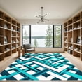 thumbnail image 2 of ODIKA 6'x9' Machine Washable Non-Slip Area Rug, Geometric Teal High Traffic Rug, Blue, 1103109, 2 of 7